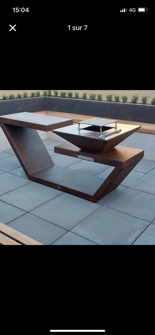 Barbecue Brasero en Acier Corten avec Four à Pizza – Arveni Design